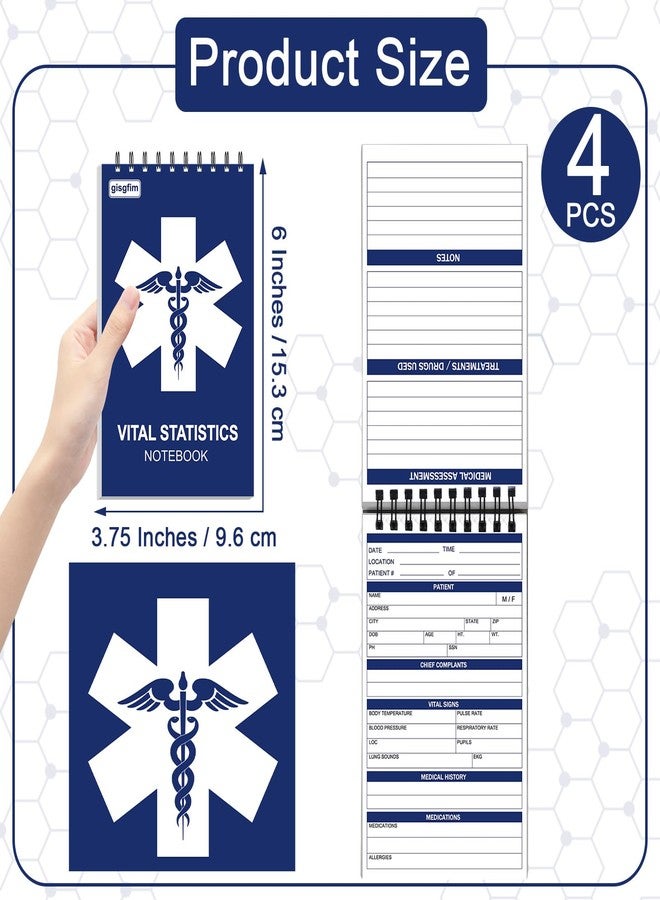 gisgfim 4Pcs EMT First Responders Vital Statistics Notepad EMS Field Notebook EMS Notepad EMT Paramedic Gear 6x3.75Inch Medical Notebook EMS/EMT Gifts for Vital Signs Patient Information 70Sheet/Pad - Image 2